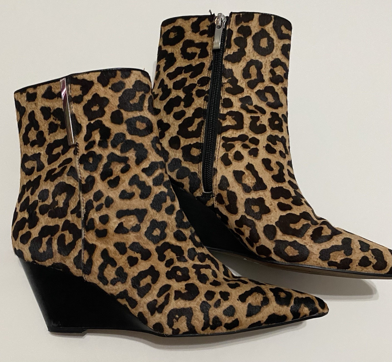 Franco Sarto Womens Boots Athens 2 Leopard Heels Booties Hair Animal Print Sz 9
